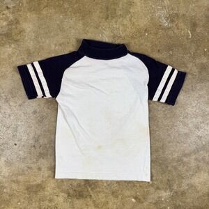 Vintage Donmoor‎ Kids Crewneck Raglan T-Shirt Blue White 70s USA Made Size 8